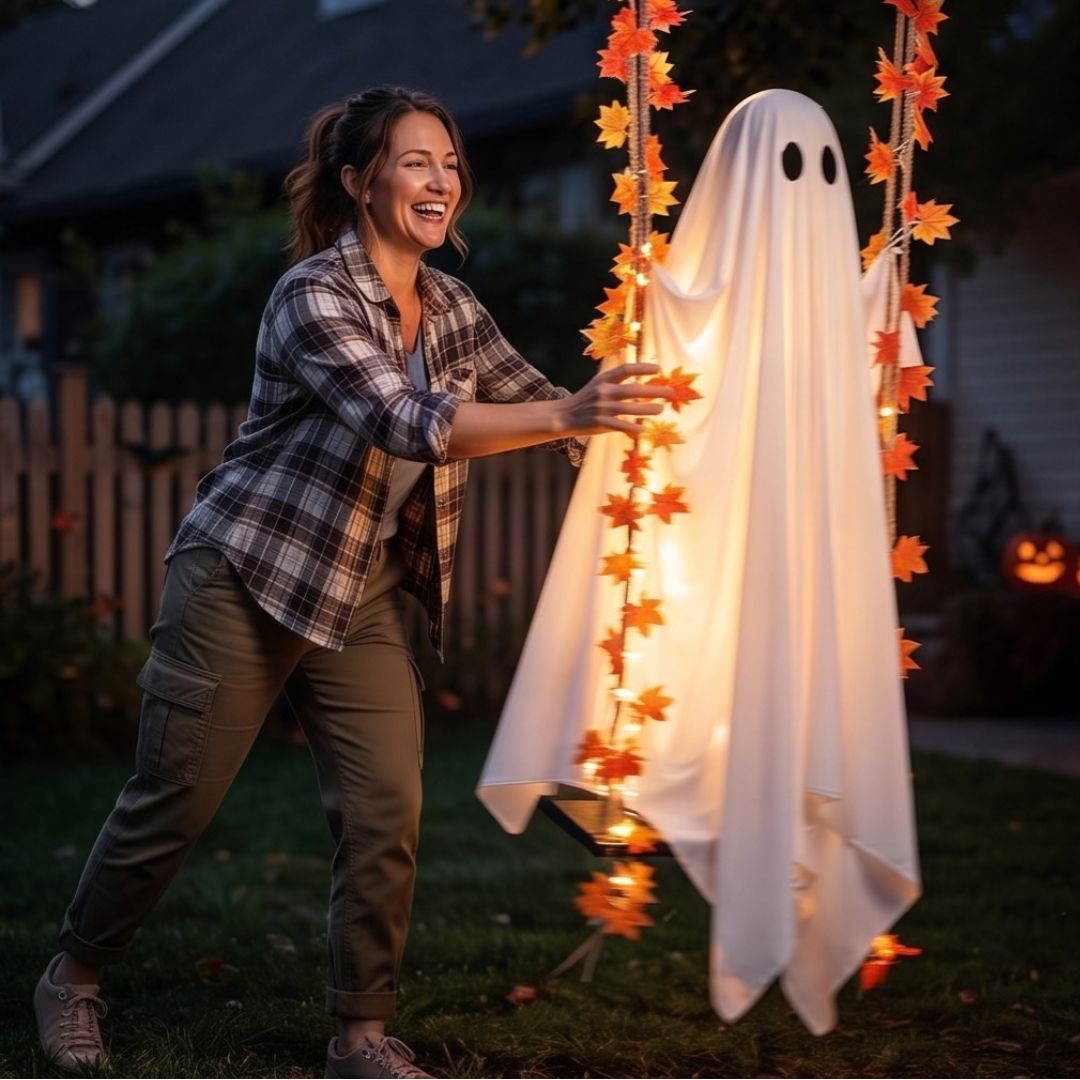 GhostSwing - Leuchtender Halloween-Hängegeist