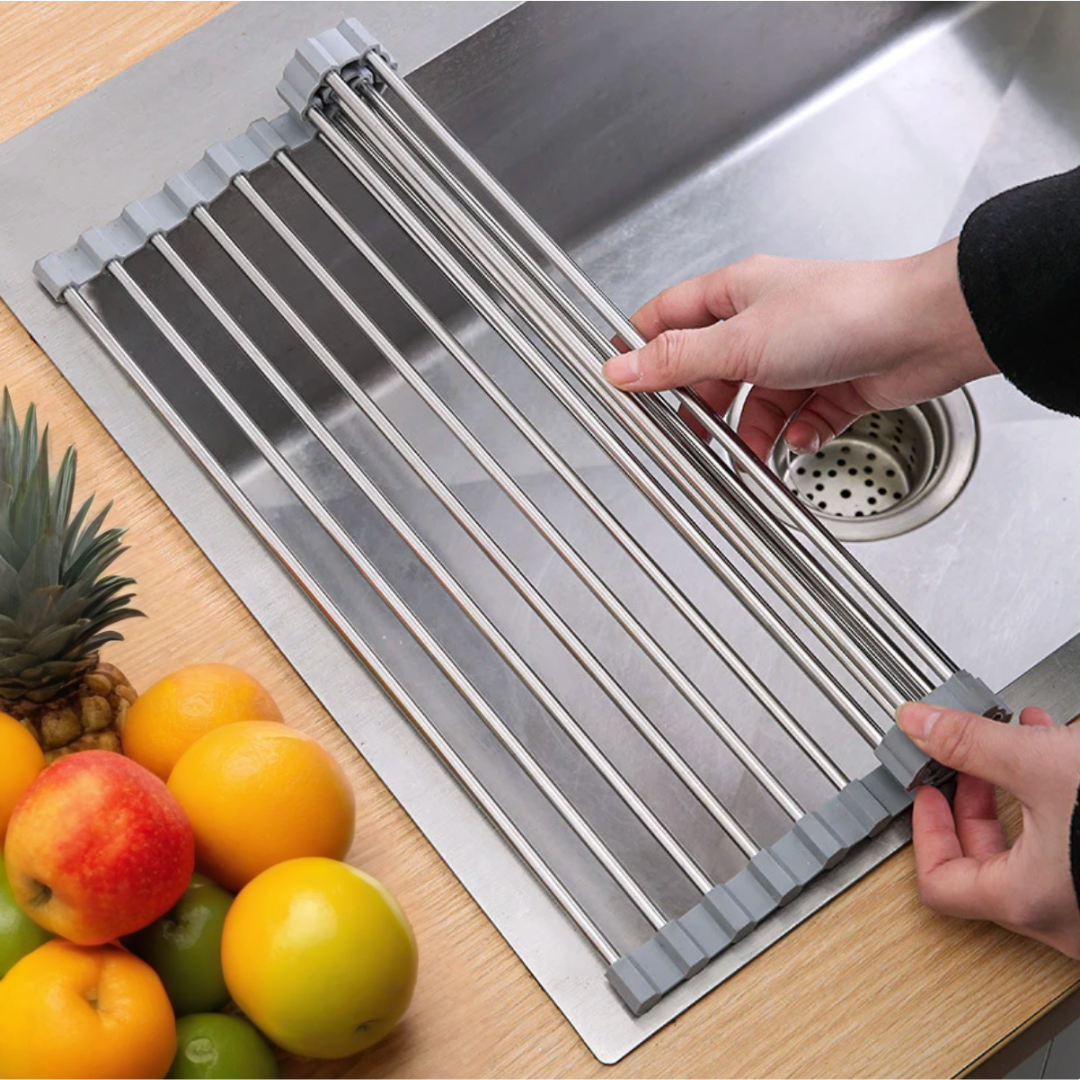 Aufrollbares Trocken Gestell für das Spühlbecken